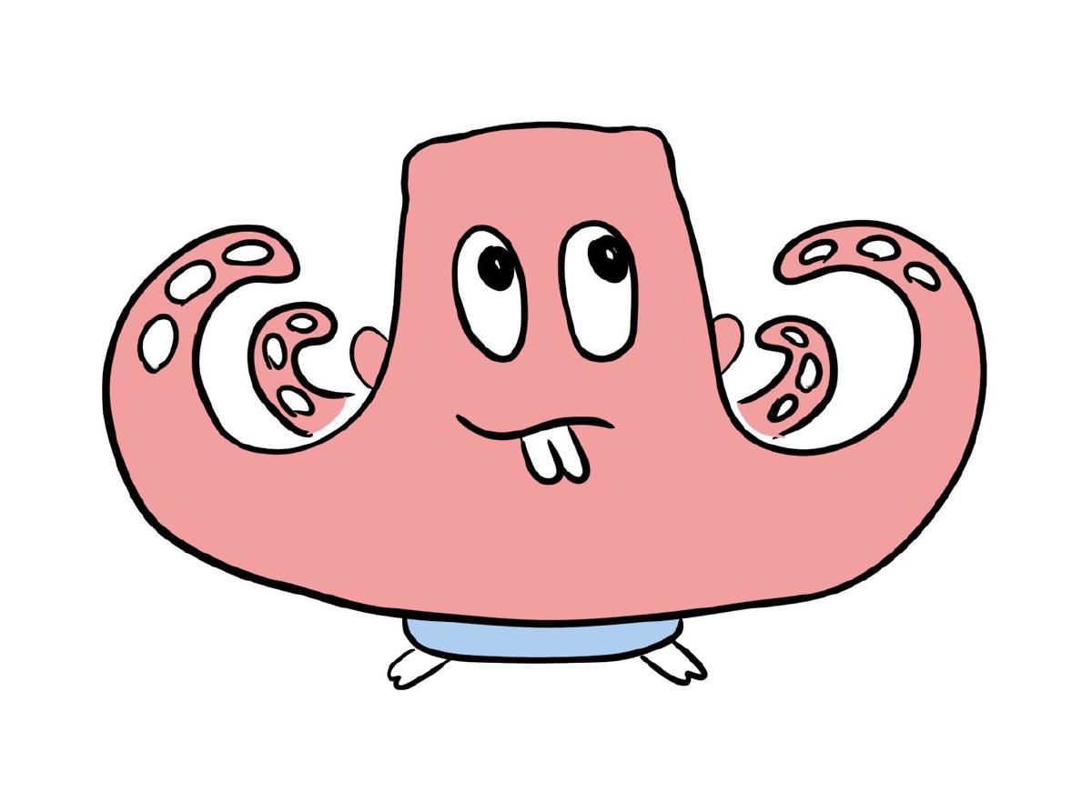 Gopher-like octopus thoughtfully looks up